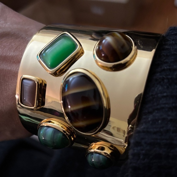 Trina Turk Gold Bracelet with Green and Brown Accents - Picture 2 of 4